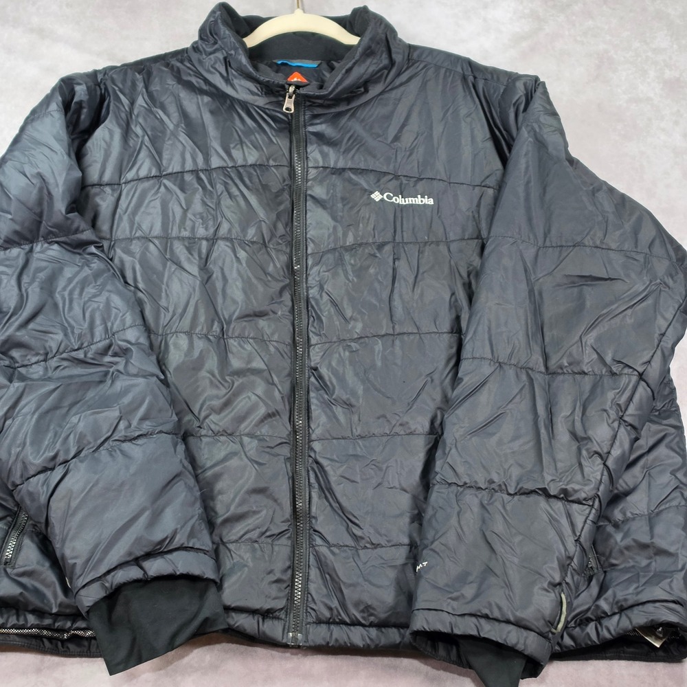 Columbia Puffer Jacket Mens 4X Black Good Omni-Heat Interchange Quilted Zip